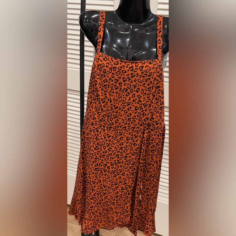 Xhilaration Orange and Black Leopard Print Maxi Dress